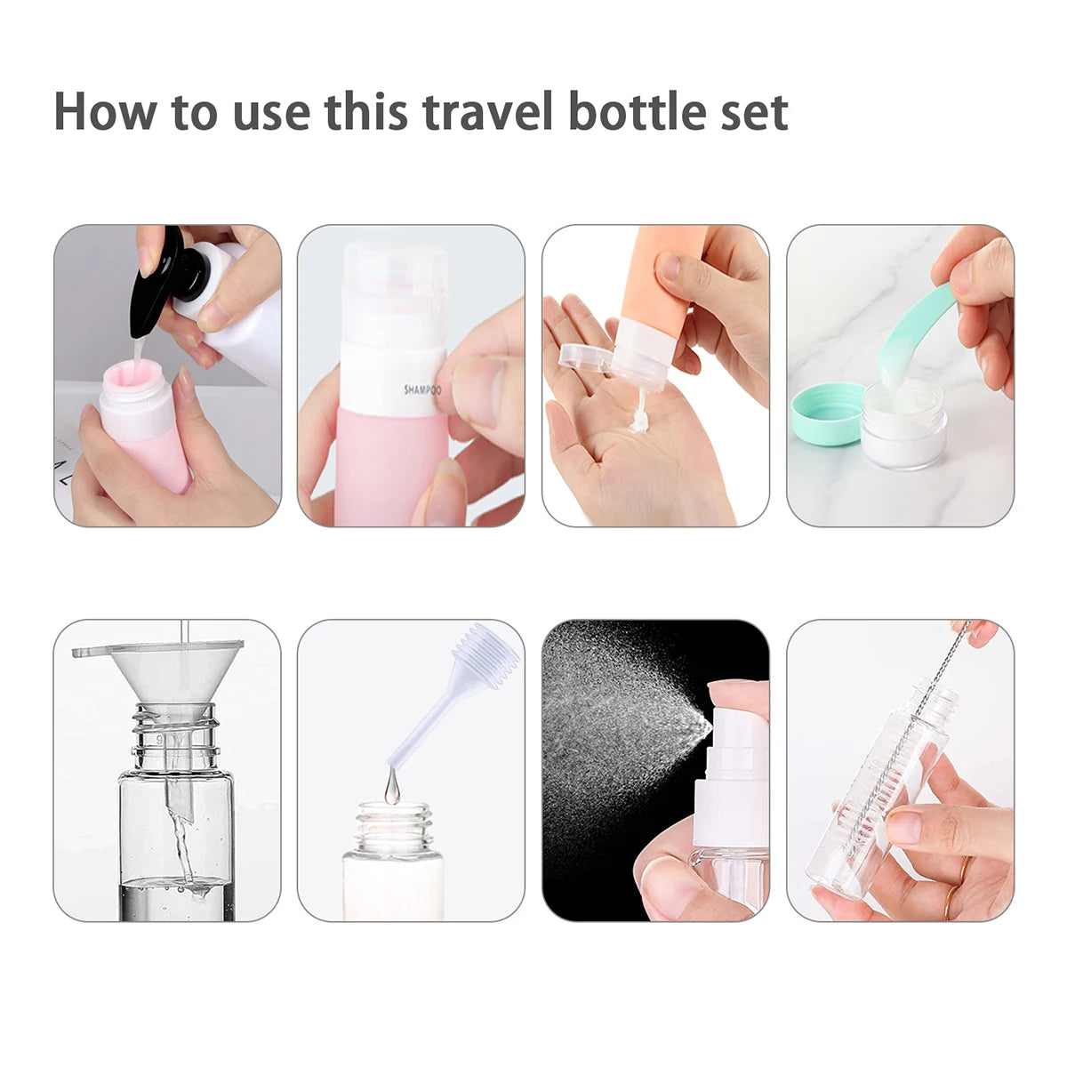 TravelMate™ Leakproof Bottles for Lotion, Shampoo & Skincare On the Go